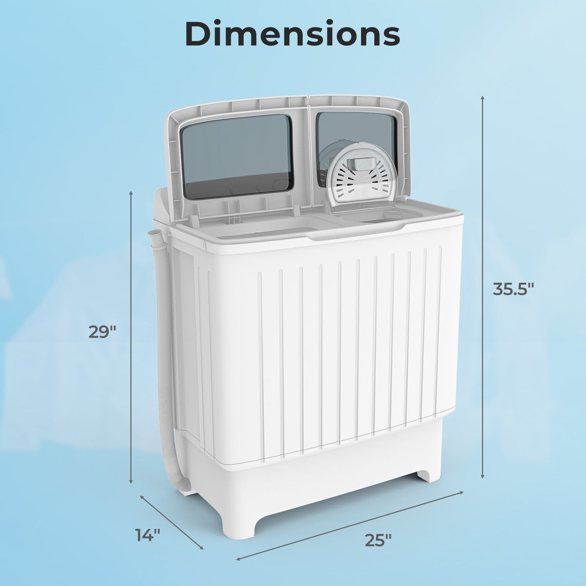 20 lbs Portable Washing Machine with Built-in Gravity Drain-Gray view 4