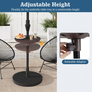 20 Inch Outdoor Adjustable Umbrella Table for 2 Sizes Patio Umbrella Pole-Coffee view 8