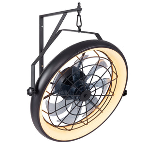 20” Wall Mounted Fan with Dimmable LED Light and 6 Wind Speeds-Black