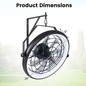 20” Wall Mounted Fan with Dimmable LED Light and 6 Wind Speeds-Black view 4