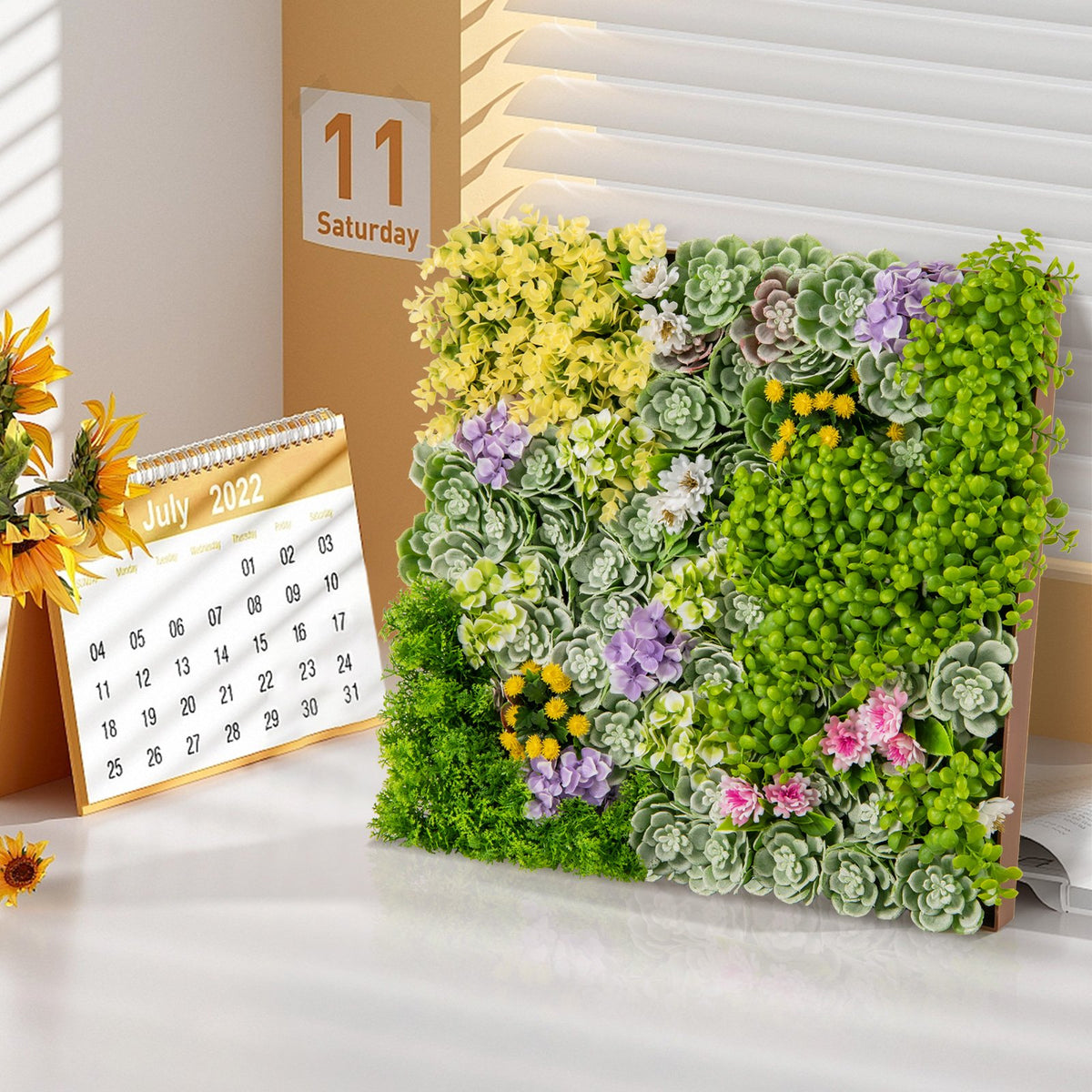 20 inches x 20 inches 3D Hanging Succulents with 10 Types of Mixed Faux Plants for Balcony Home view 3