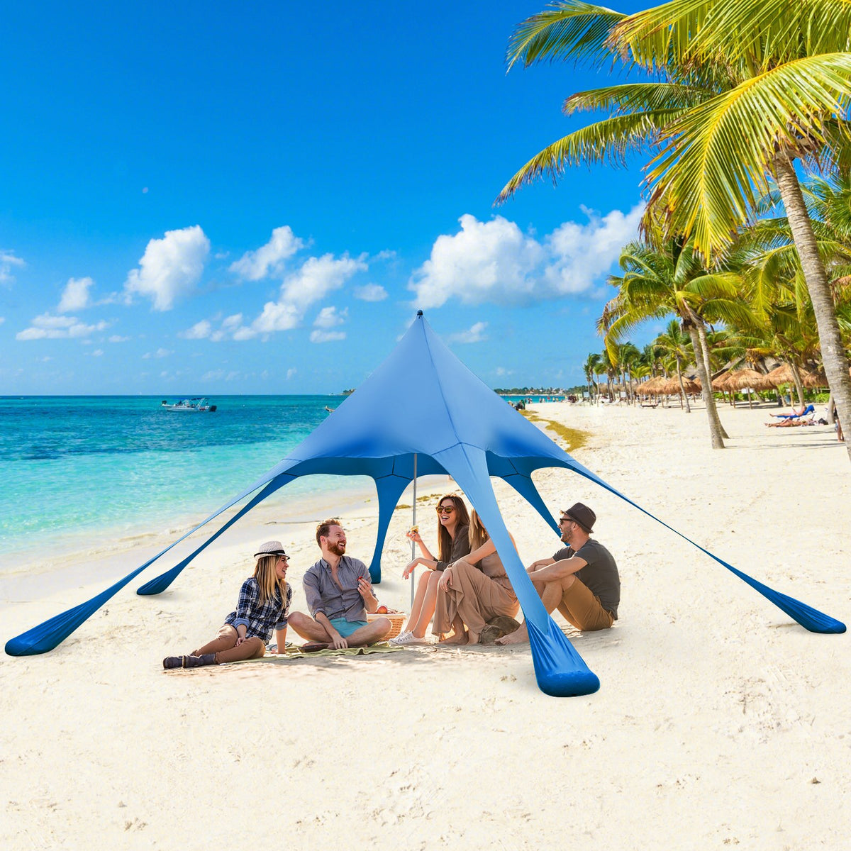 20 x 20 Feet Beach Canopy Tent with UPF50+ Sun Protection and Shovel-Blue view 2