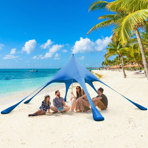 20 x 20 Feet Beach Canopy Tent with UPF50+ Sun Protection and Shovel-Blue view 2