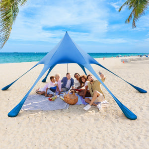 20 x 20 Feet Beach Canopy Tent with UPF50+ Sun Protection and Shovel-Blue view 3