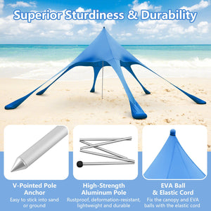 20 x 20 Feet Beach Canopy Tent with UPF50+ Sun Protection and Shovel-Blue view 6