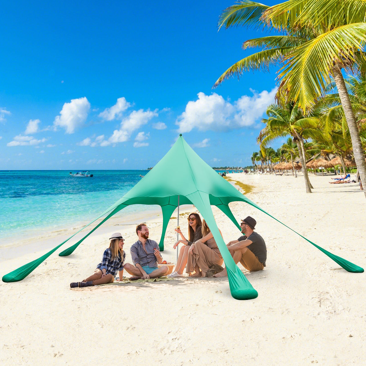 20 x 20 Feet Beach Canopy Tent with UPF50+ Sun Protection and Shovel-Green view 2