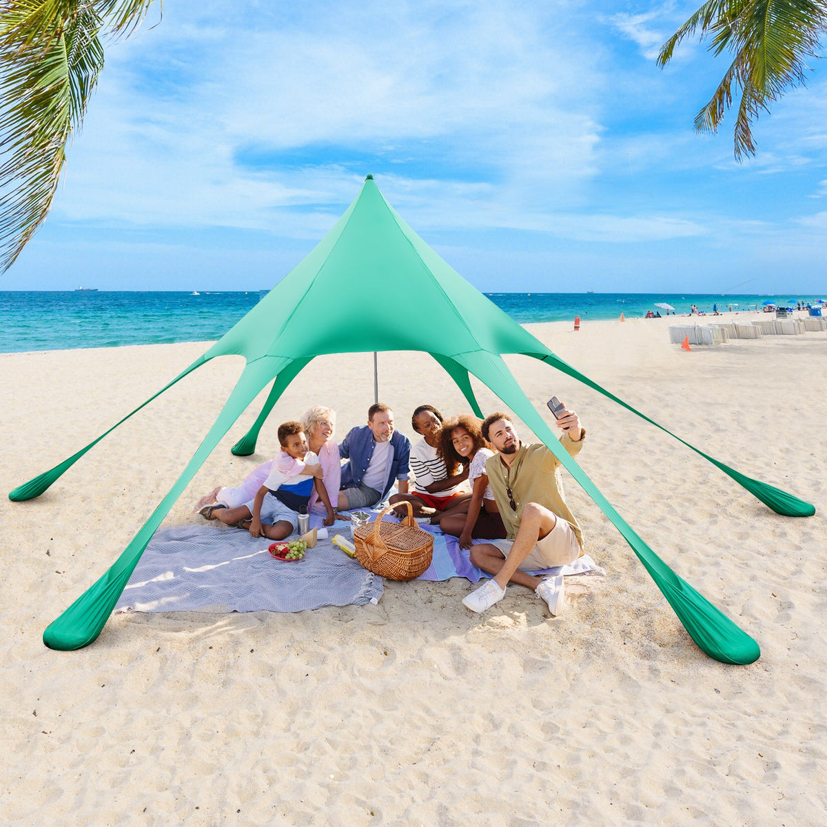 20 x 20 Feet Beach Canopy Tent with UPF50+ Sun Protection and Shovel-Green view 3
