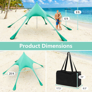 20 x 20 Feet Beach Canopy Tent with UPF50+ Sun Protection and Shovel-Green view 4