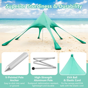20 x 20 Feet Beach Canopy Tent with UPF50+ Sun Protection and Shovel-Green view 6
