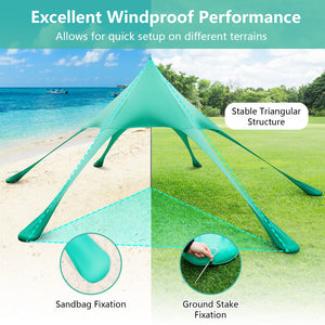20 x 20 Feet Beach Canopy Tent with UPF50+ Sun Protection and Shovel-Green view 7