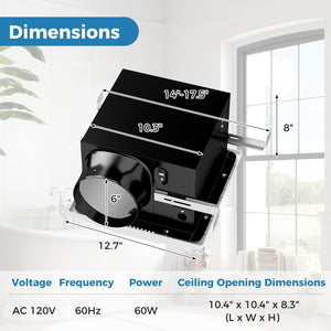 200 CFM Bathroom Exhaust Fan with Metal Housing and 6 Inches Duct for 200 Sq.Ft view 5