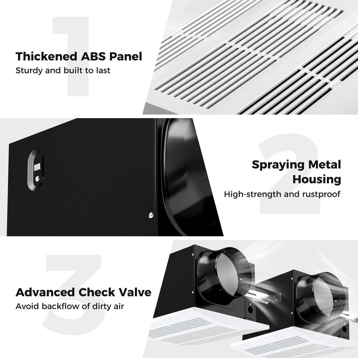 200 CFM Bathroom Exhaust Fan with Metal Housing and 6 Inches Duct for 200 Sq.Ft view 6
