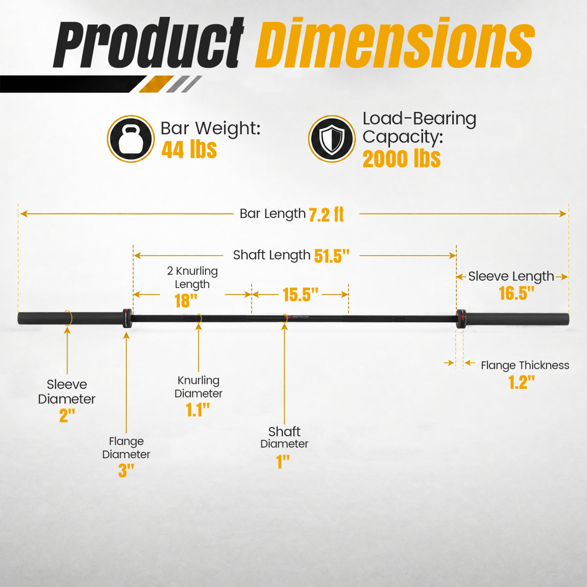 2000 lbs Weight Lifting 7FT Olympic Bar for Olympic Plates for Squats and Home Gym-Black view 4