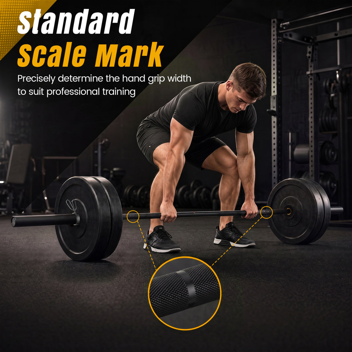 2000 lbs Weight Lifting 7FT Olympic Bar for Olympic Plates for Squats and Home Gym-Black view 7