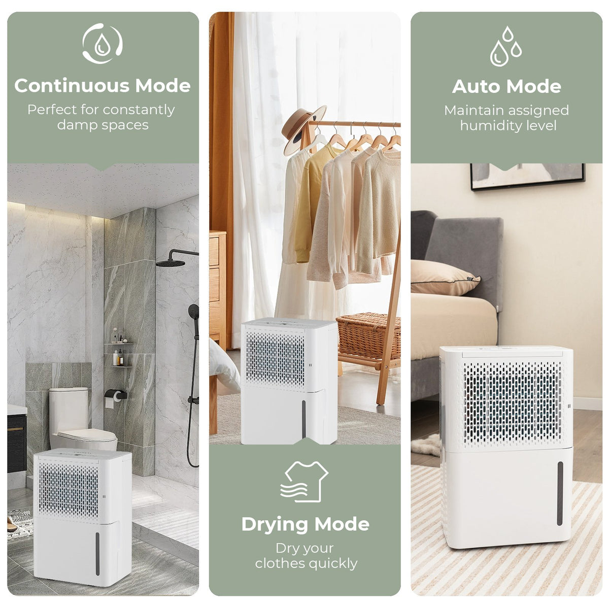 2000 Sq. Ft 32 Pint Dehumidifier with Continuous/Drying/Auto Mode-White view 6
