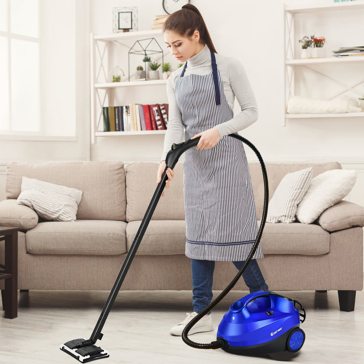 2000W Heavy Duty Multi-purpose Steam Cleaner Mop with Detachable Handheld Unit-Blue view 2