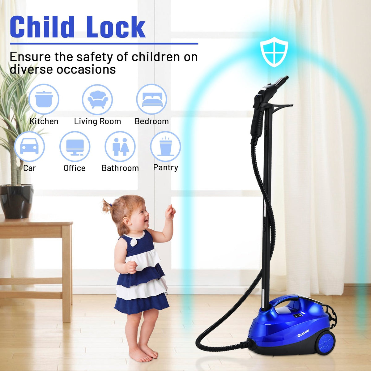 2000W Heavy Duty Multi-purpose Steam Cleaner Mop with Detachable Handheld Unit-Blue view 3