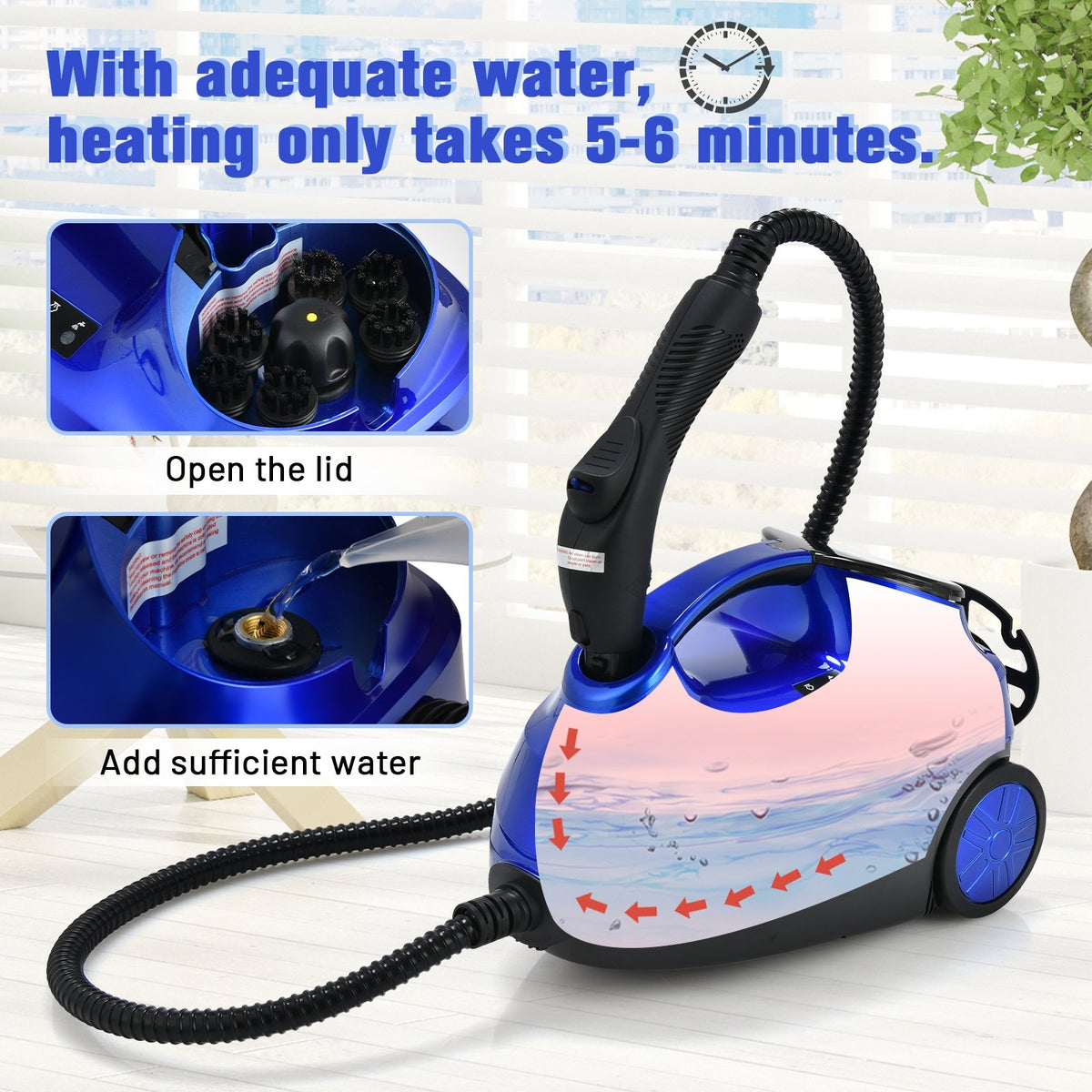 2000W Heavy Duty Multi-purpose Steam Cleaner Mop with Detachable Handheld Unit-Blue view 8