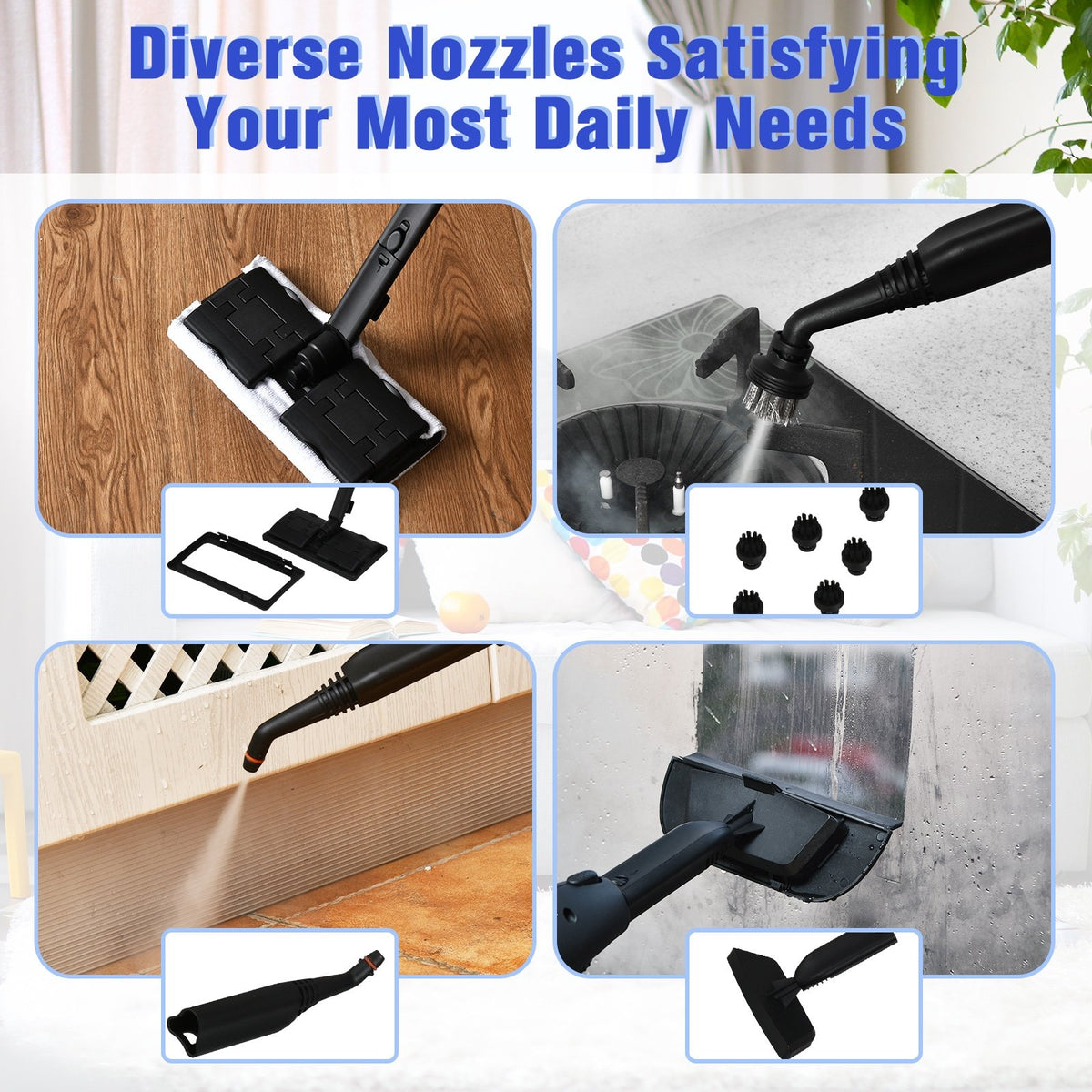 2000W Heavy Duty Multi-purpose Steam Cleaner Mop with Detachable Handheld Unit-Blue view 9