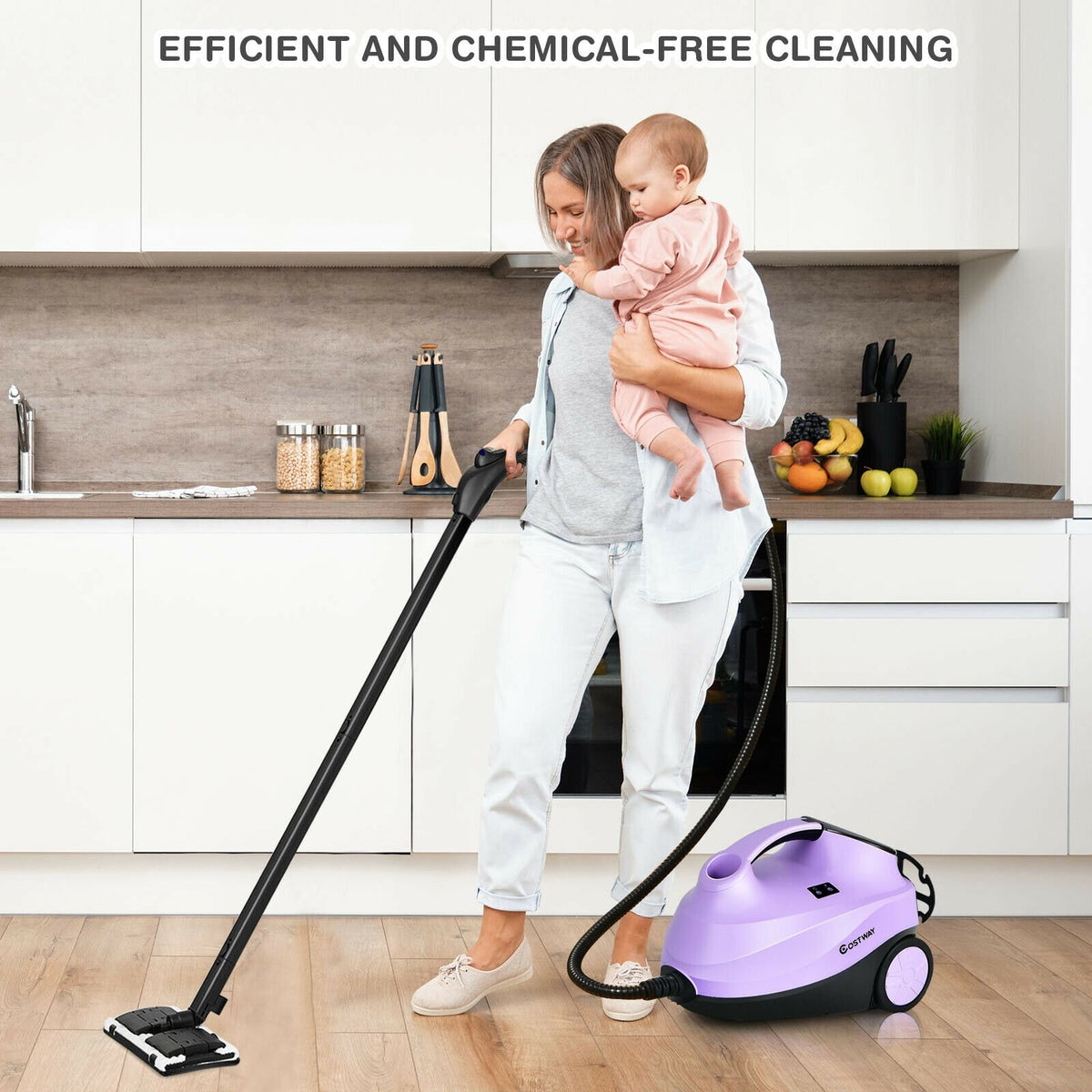 2000W Heavy Duty Multi-purpose Steam Cleaner Mop with Detachable Handheld Unit-Purple view 2