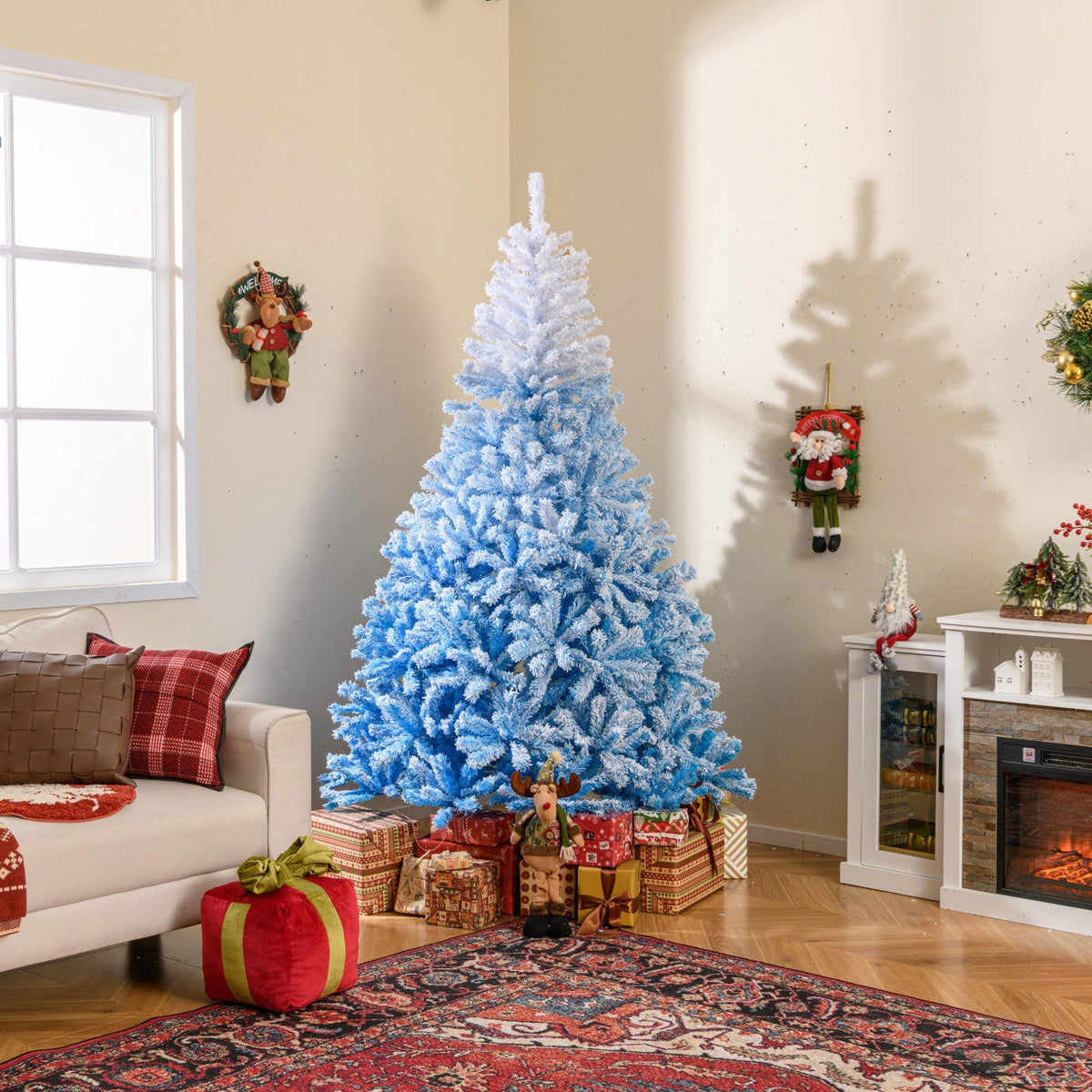 2025 New Artificial Christmas Tree with 456 Branch Tips and Folding Metal Stand-8FT view 2