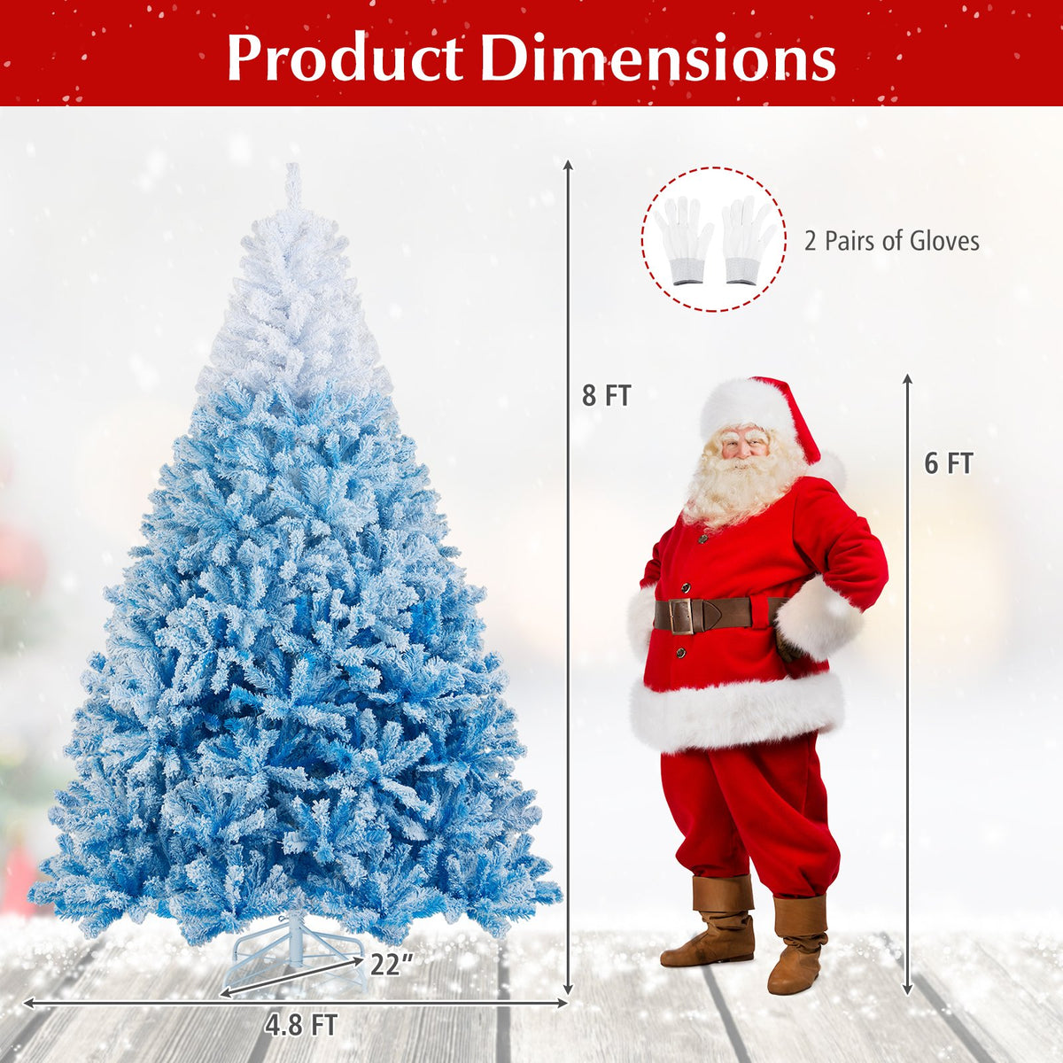 2025 New Artificial Christmas Tree with 456 Branch Tips and Folding Metal Stand-8FT view 4