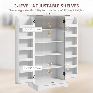 Farmhouse Kitchen Pantry Storage Cabinet, Kitchen Pantry Cabinet with Doors and Adjustable Shelves, Cream White