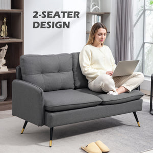 55" Loveseat Sofa, Linen Love Seat w/ S spring, Steel Legs and Button Tufting, Small Couch for Living Room – view 5