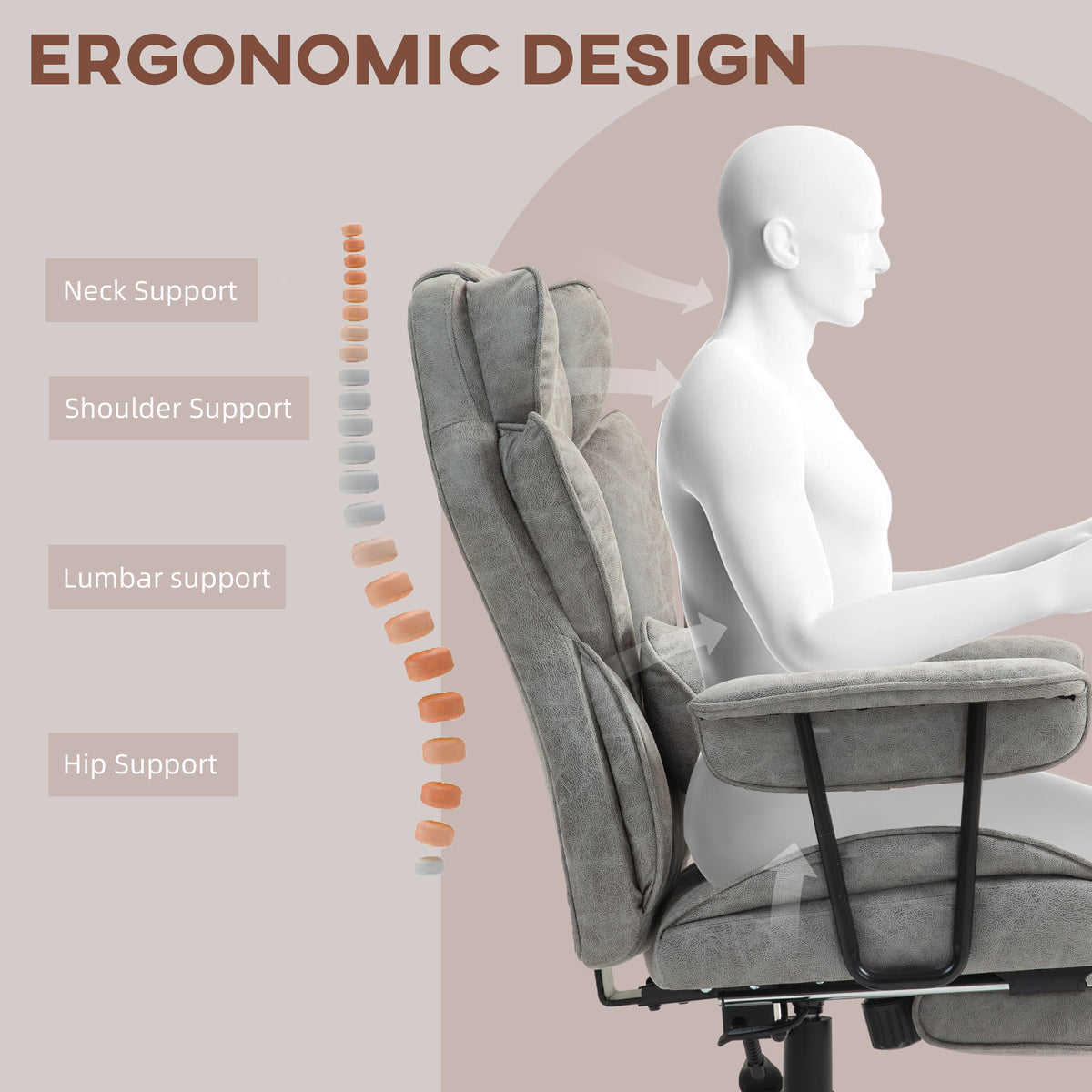 Big and Tall Office Chair with Foot Rest, 400LBS High Back Desk Chair with Padded Armrests, Lumbar Support – view 11