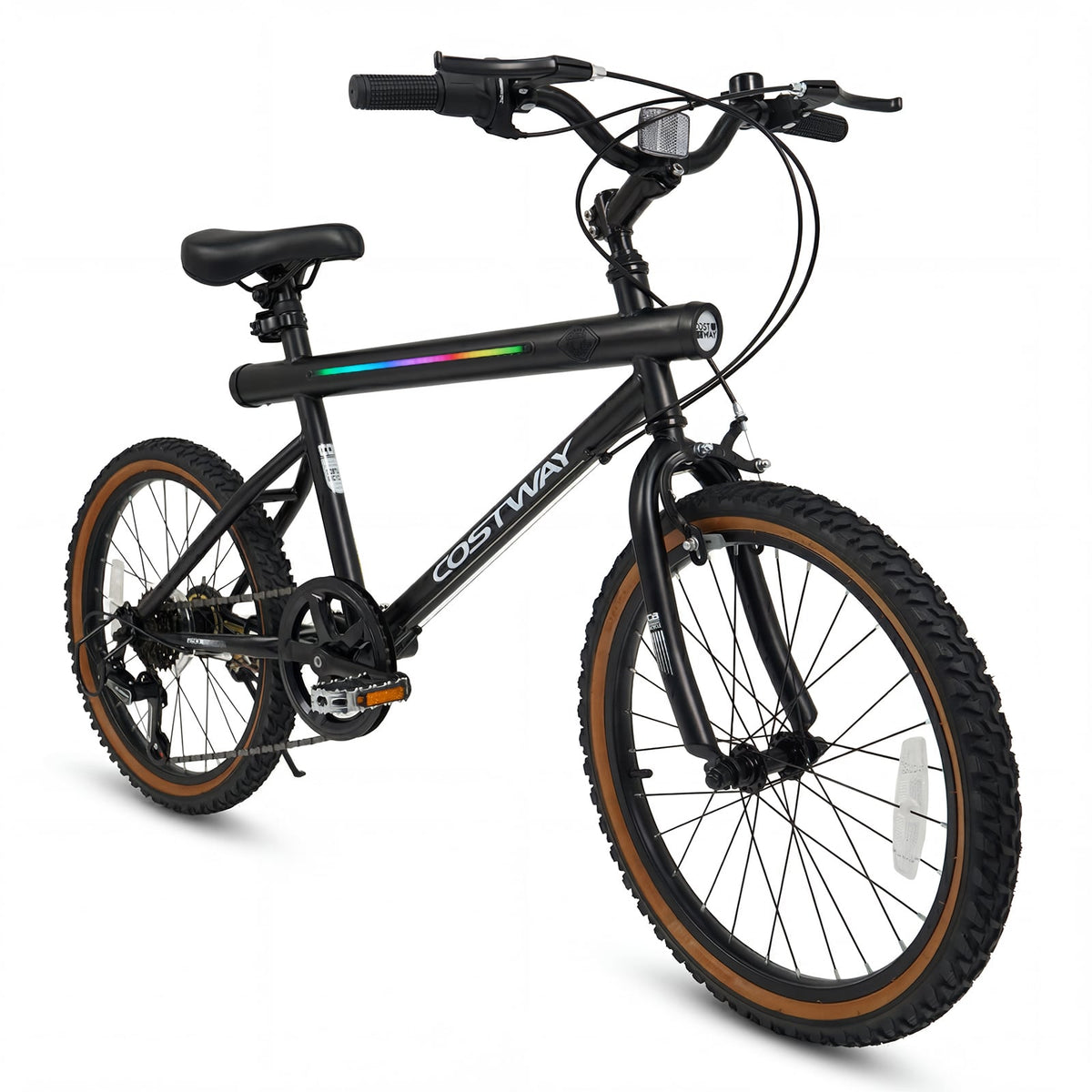 20 Inch LED-lit Cycling Bike with 2 Speakers and Ambient Lights for Men and Women-Black view 4