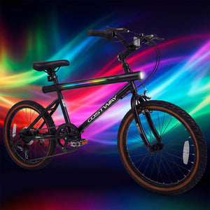 20 Inch LED-lit Cycling Bike with 2 Speakers and Ambient Lights for Men and Women-Black view 6