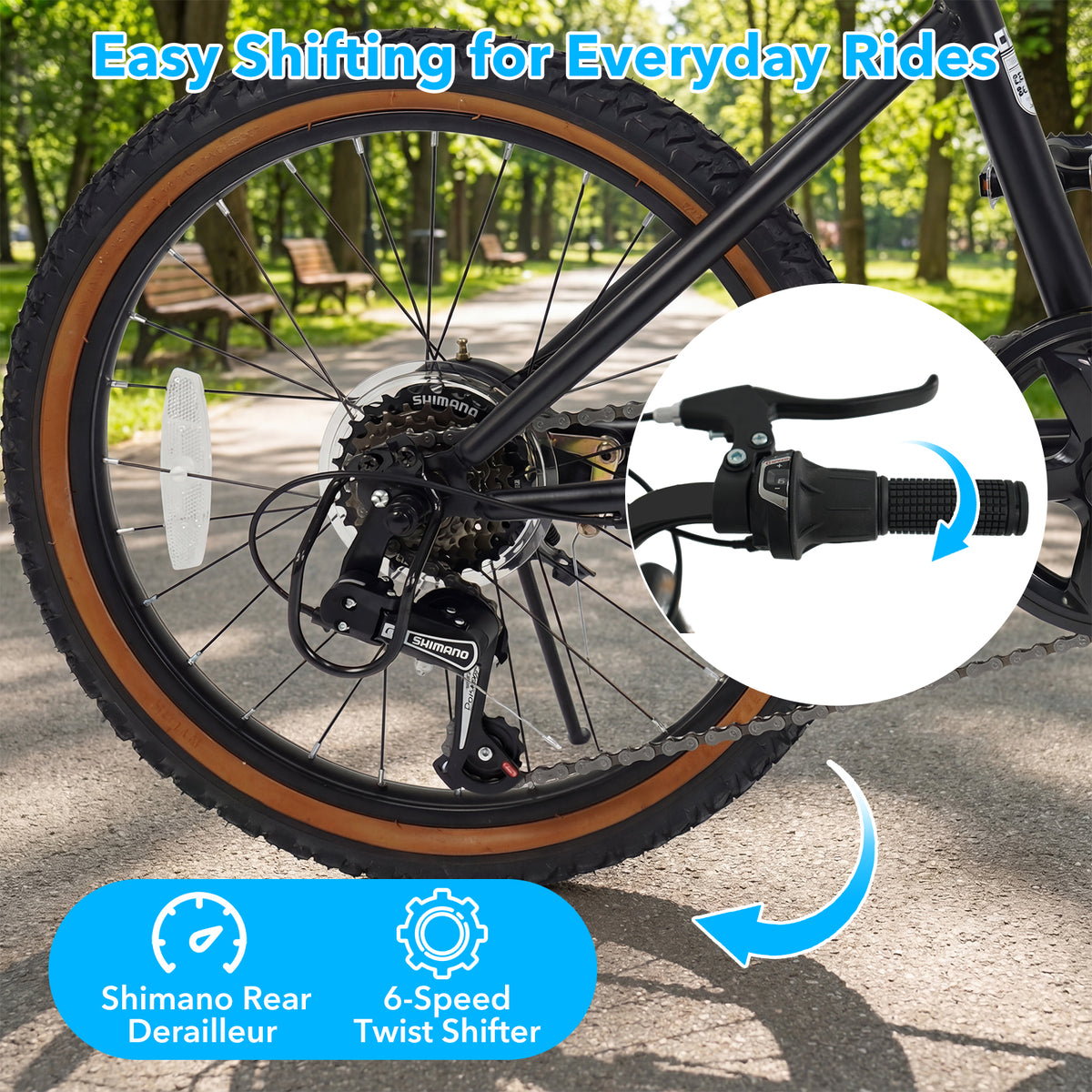 20 Inch LED-lit Cycling Bike with 2 Speakers and Ambient Lights for Men and Women-Black view 8
