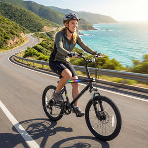 20 Inch Commuter Bicycle LED-lit with 6-Speed Shimano Twist Shifting and Stereo Speakers-Black view 2