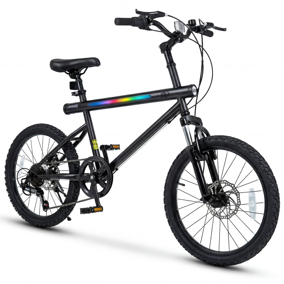 20 Inch Commuter Bicycle LED-lit with 6-Speed Shimano Twist Shifting and Stereo Speakers-Black