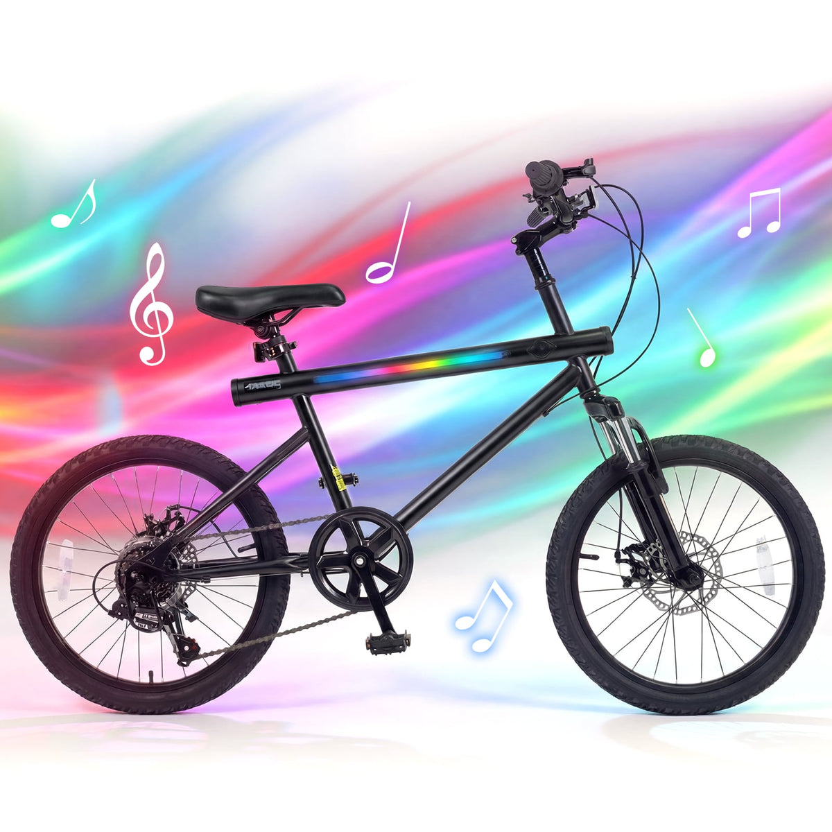 20 Inch Commuter Bicycle LED-lit with 6-Speed Shimano Twist Shifting and Stereo Speakers-Black view 6