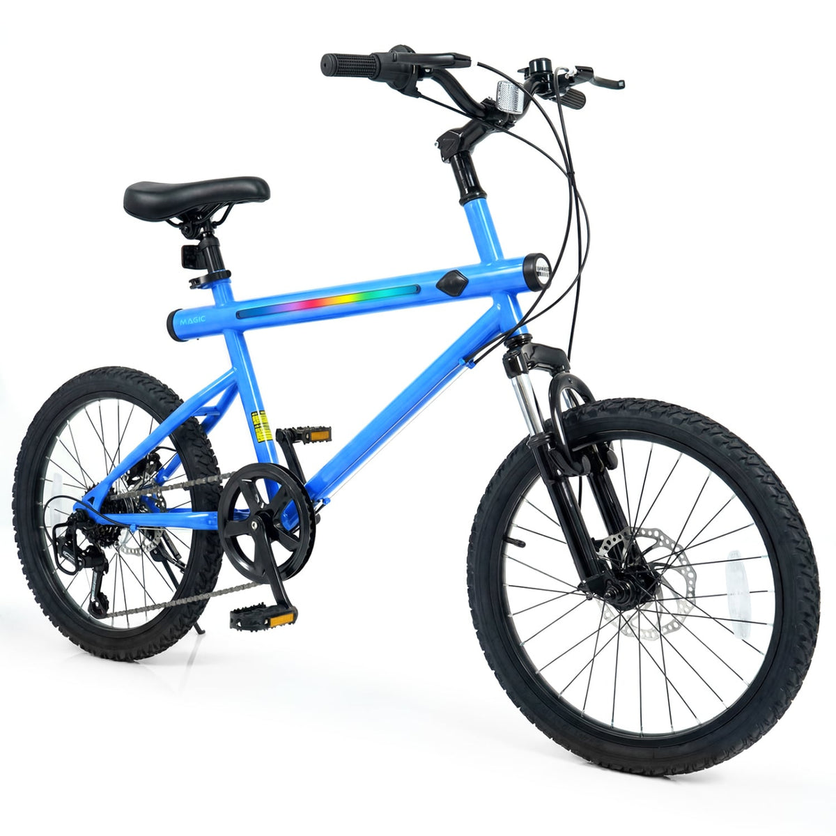 20 Inch Commuter Bicycle LED-lit with 6-Speed Shimano Twist Shifting and Stereo Speakers-Blue