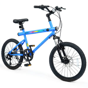 20 Inch Commuter Bicycle LED-lit with 6-Speed Shimano Twist Shifting and Stereo Speakers-Blue