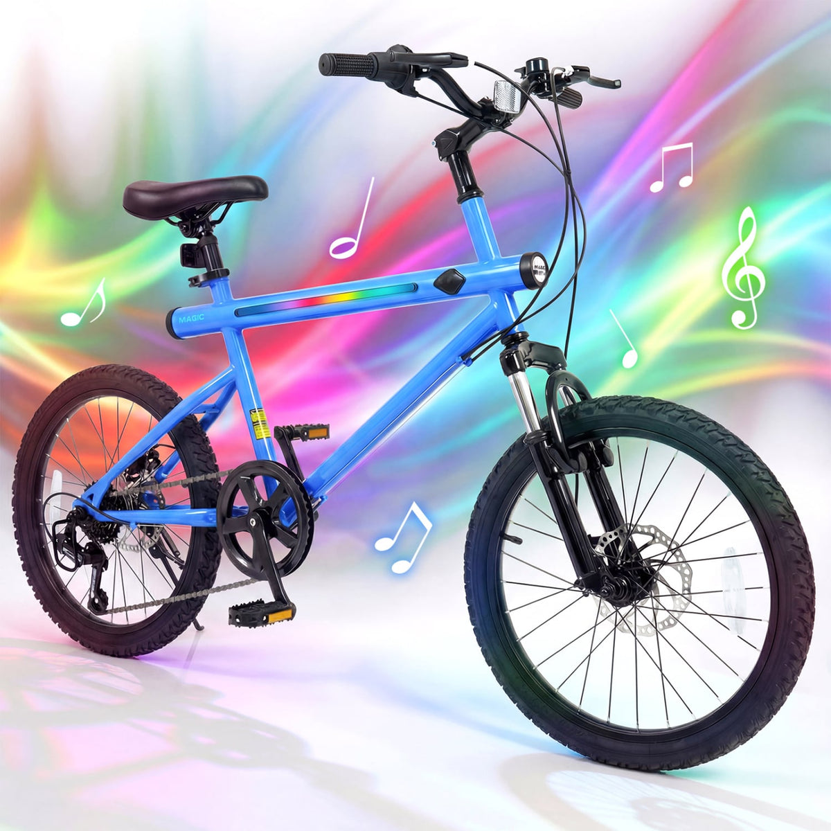 20 Inch Commuter Bicycle LED-lit with 6-Speed Shimano Twist Shifting and Stereo Speakers-Blue view 6