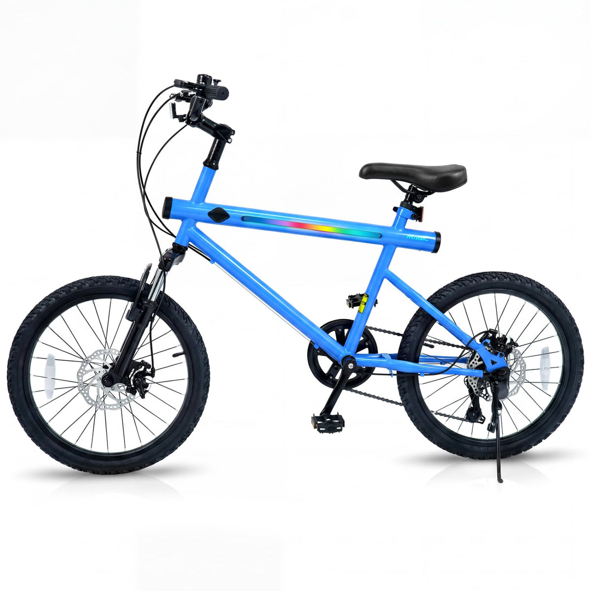 20 Inch Commuter Bicycle LED-lit with 6-Speed Shimano Twist Shifting and Stereo Speakers-Blue view 4