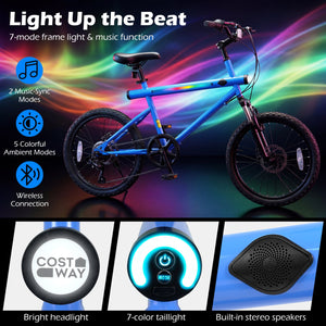 20 Inch Commuter Bicycle LED-lit with 6-Speed Shimano Twist Shifting and Stereo Speakers-Blue view 8