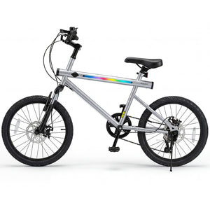 20 Inch Commuter Bicycle LED-lit with 6-Speed Shimano Twist Shifting and Stereo Speakers-Silver view 4