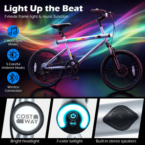 20 Inch Commuter Bicycle LED-lit with 6-Speed Shimano Twist Shifting and Stereo Speakers-Silver view 8