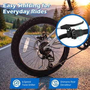 20 Inch Commuter Bicycle LED-lit with 6-Speed Shimano Twist Shifting and Stereo Speakers-Silver view 9