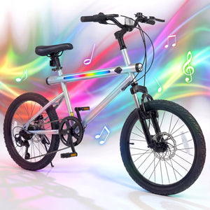 20 Inch Commuter Bicycle LED-lit with 6-Speed Shimano Twist Shifting and Stereo Speakers-Silver view 6