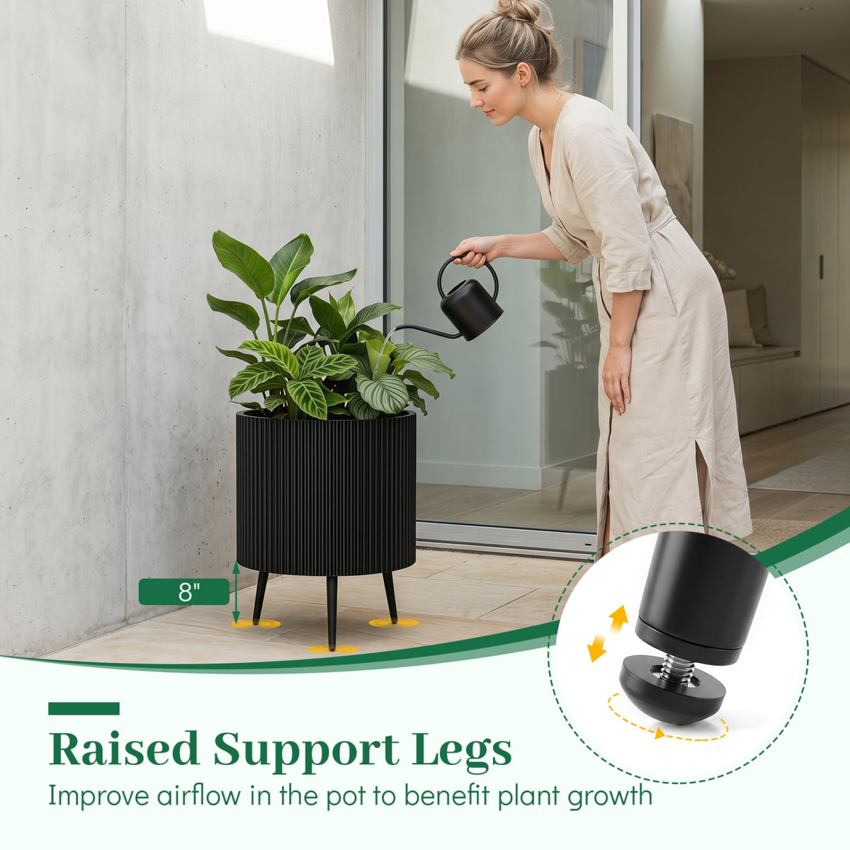 20 Inch Plant Pot with Stand and Tapered Legs for Garden view 9