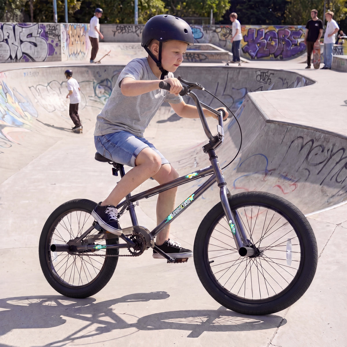 20 Inch Trick Bicycle with 270 Degree Steering and Adjustable Seat for Kids and Teens-Black view 2