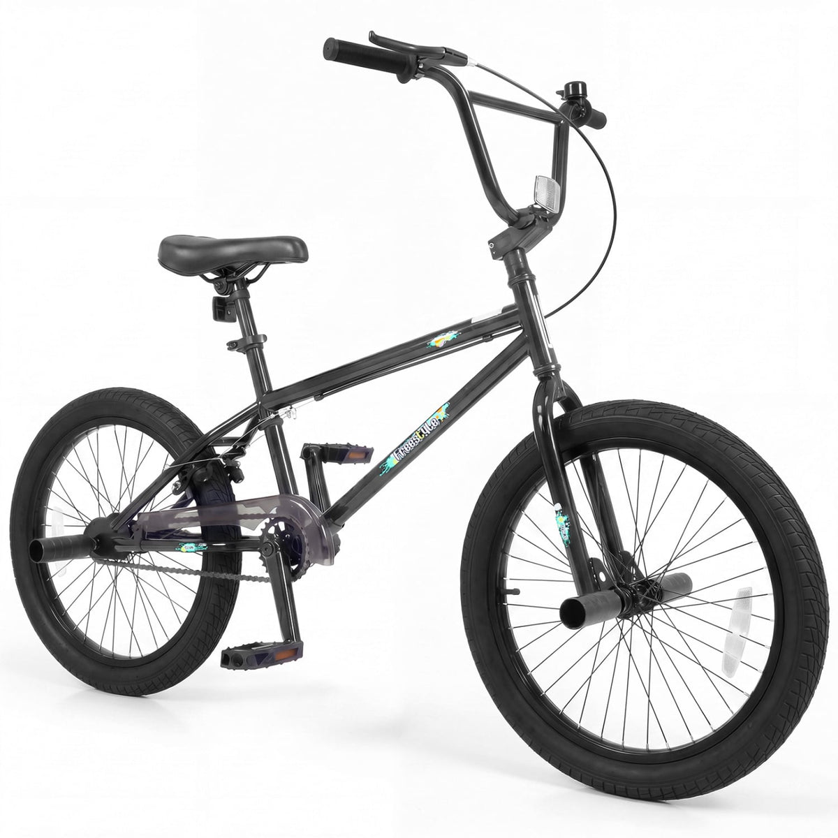 20 Inch Trick Bicycle with 270 Degree Steering and Adjustable Seat for Kids and Teens-Black