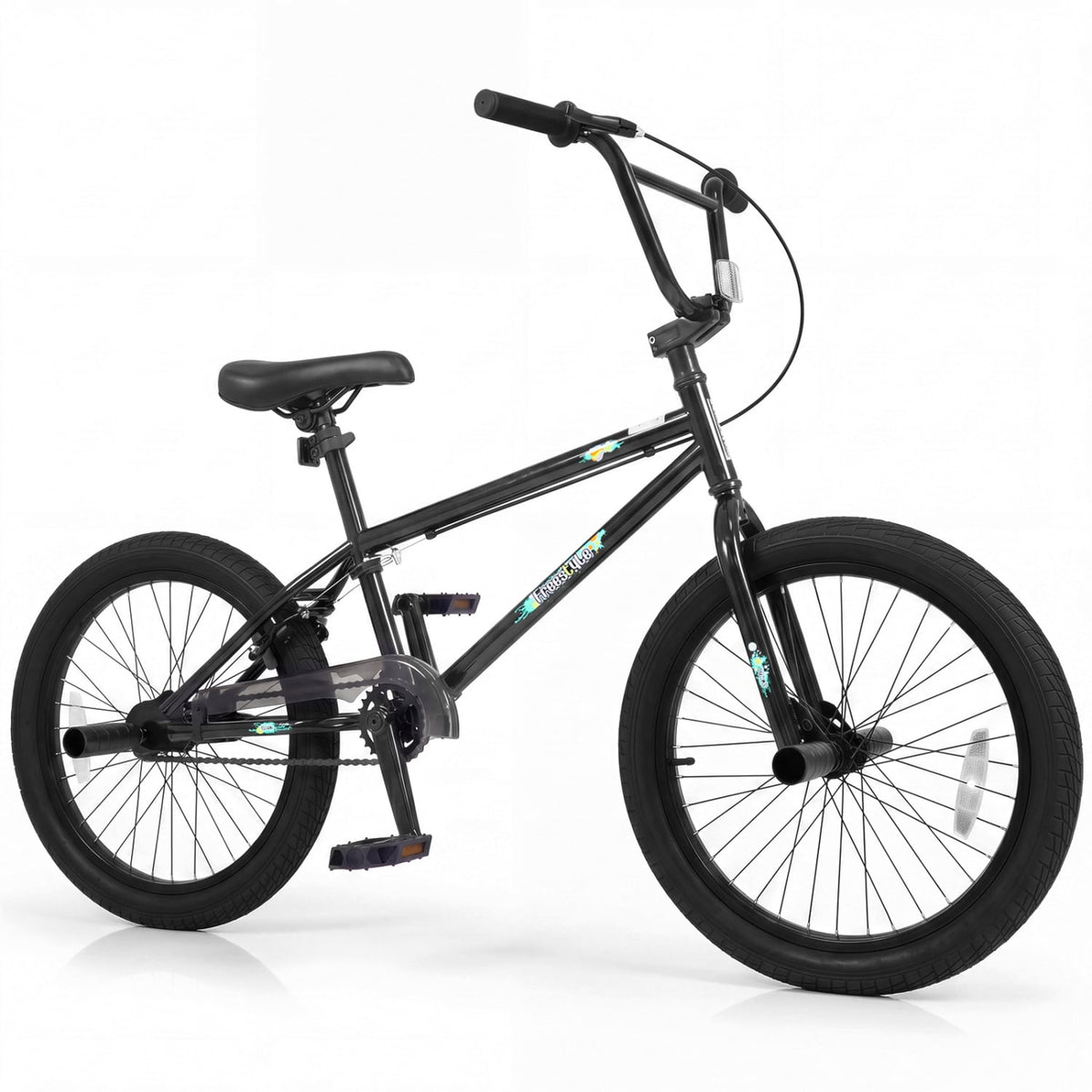 20 Inch Trick Bicycle with 270 Degree Steering and Adjustable Seat for Kids and Teens-Black view 4