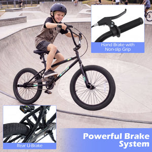 20 Inch Trick Bicycle with 270 Degree Steering and Adjustable Seat for Kids and Teens-Black view 8