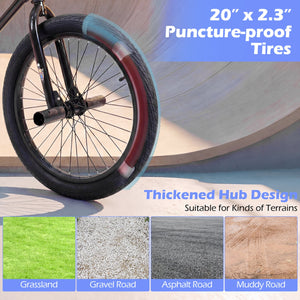 20 Inch Trick Bicycle with 270 Degree Steering and Adjustable Seat for Kids and Teens-Black view 9
